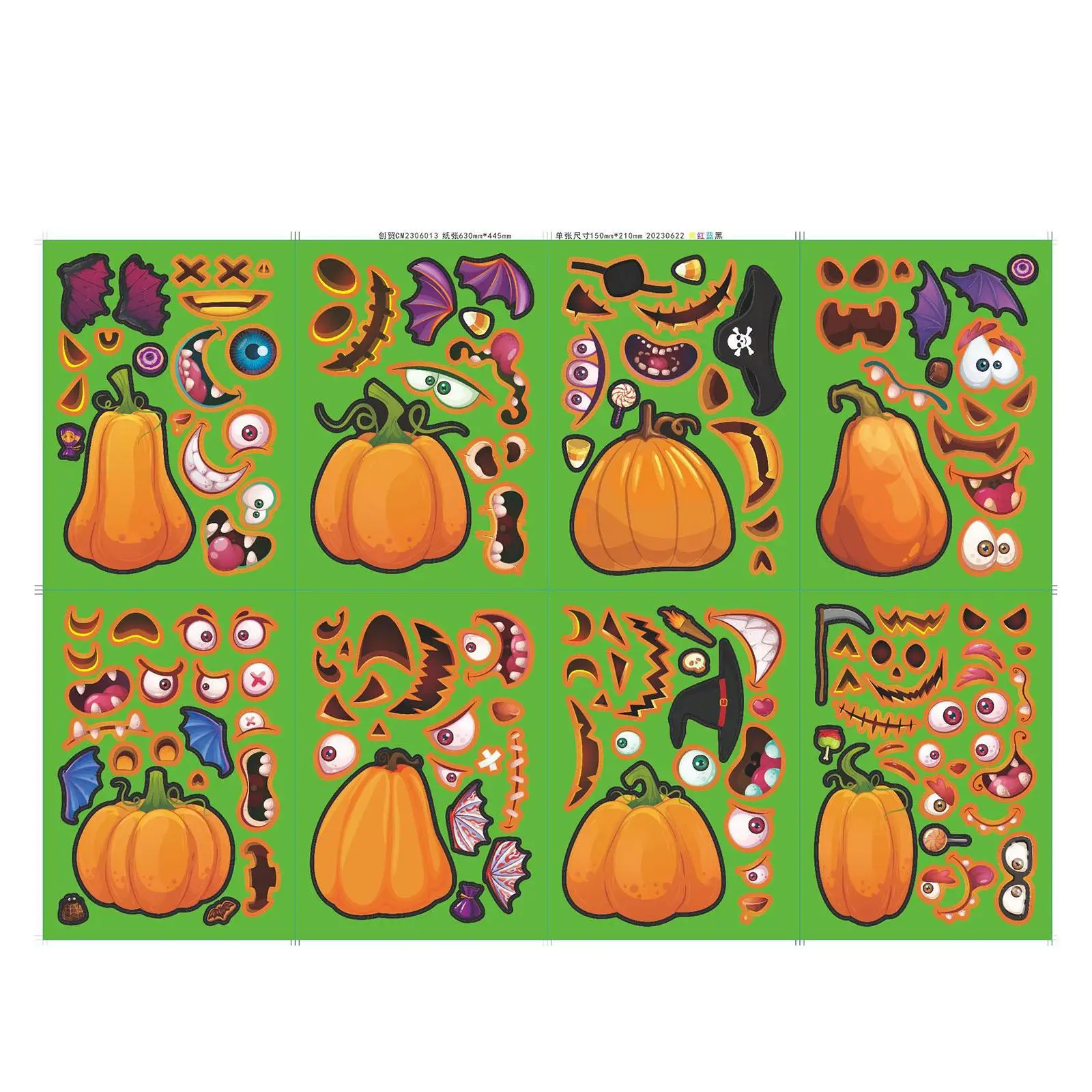 Halloween Pumpkin Decorating Stickers for Child DIY Decorative Fun Self Sticky Craft Stickers for Club Themed Party Holidays
