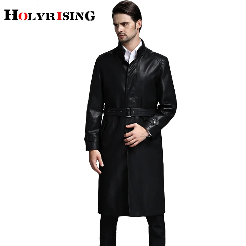 

Holyrising Men Casual Pu Coat Business Leather trench coat slim veste cuir homme long leather 18721-5