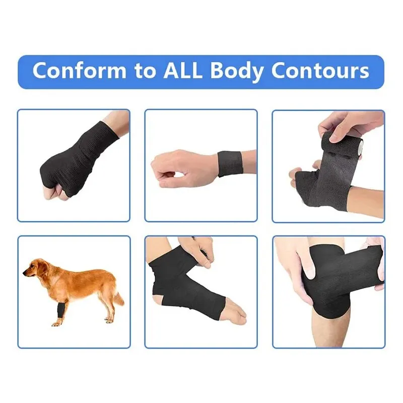 6 Stück selbstklebende Bandage, Befestigungsbandage, Tierbandage, handzerreißender, wasserdichter elastischer Verband für Haustiere, 5 cm x 4,5 m – Detail 5