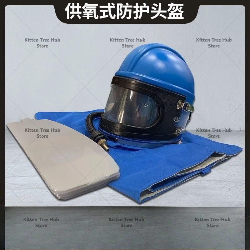 TemperatureControl Sandblasting Helmet Oxygen Supply Sand Blast Hood with Air Breathing Hose for Industrial Dustproof Protection