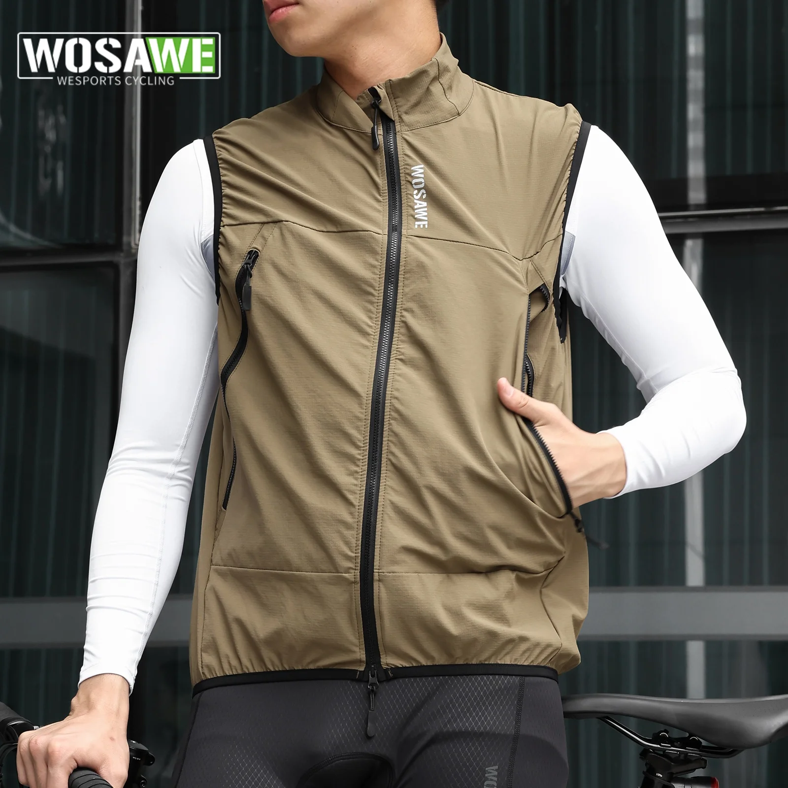 

WOSAWE Men Cycling Vest Windproof Breathable Mountain Bike Lightweight Sleeveless Gilet High Quality MTB Road Cycling Jersey
