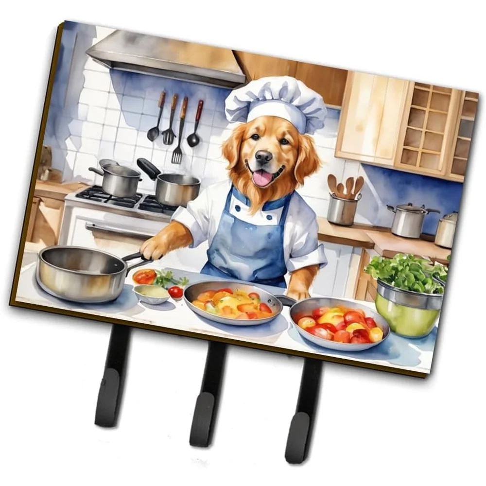 

Golden Retriever Wall Mount Key Holder Coat Rack Durable Hooks Leashes Towels Easy Installation Home Organization Gift