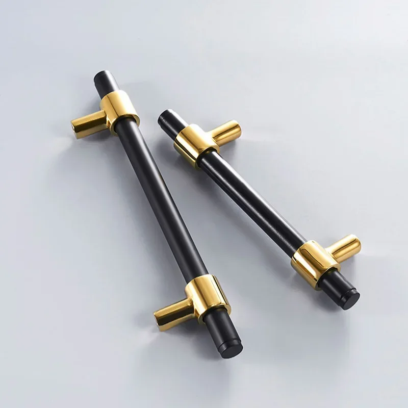 Pure Copper Kitchen Cabinet Handls Simple and Luxurious Black Modern Nordic Wardrobe Drawer Brass Knobs Handles for Furniture