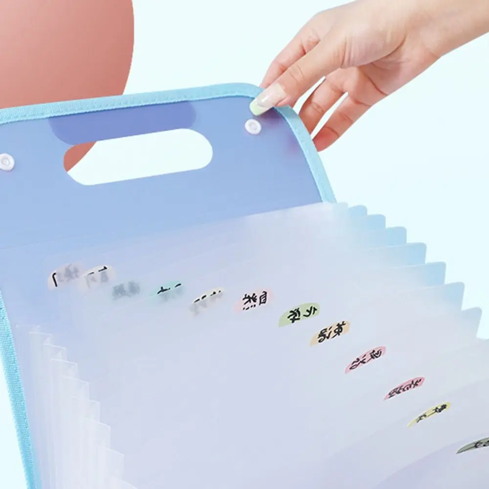 Vertical Accordion Zipper Bag Large Capacity Waterproof Test Paper Storage Bag 13 Pockets Classified Storage Organ Bag