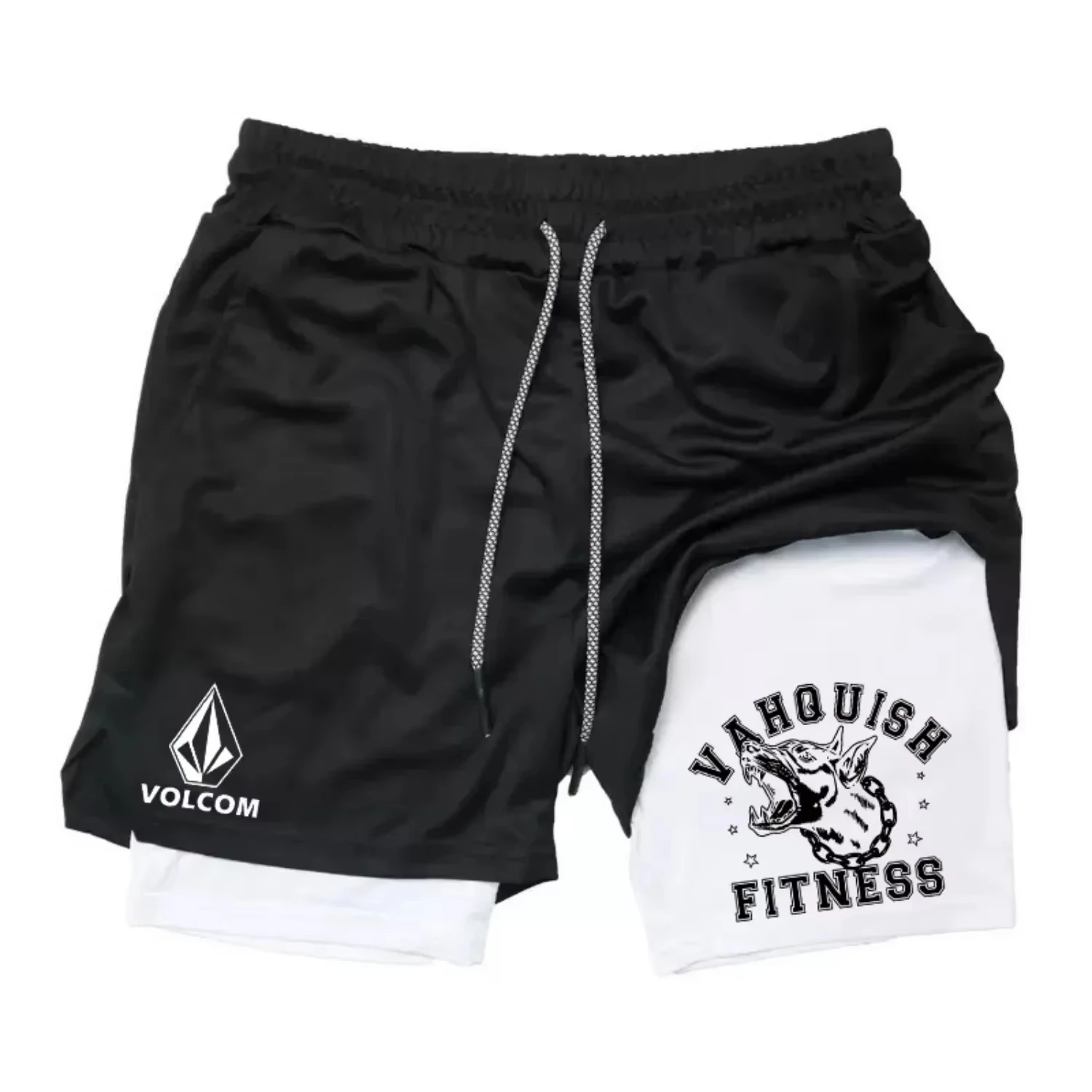 Yeni 2'si 1 Arada Erkek Çift Katmanlı Pantolon, Havlu Çantası Baskrijs, Erkek Yaz Koşu Günreas Spor Şort Baloncesto Şort