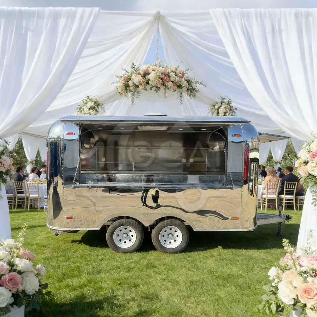 Commercial Dual Axle Food Trailer Mirror Mobile Kitchen for Night Market Snack Beverage Vending Ideal for Catering