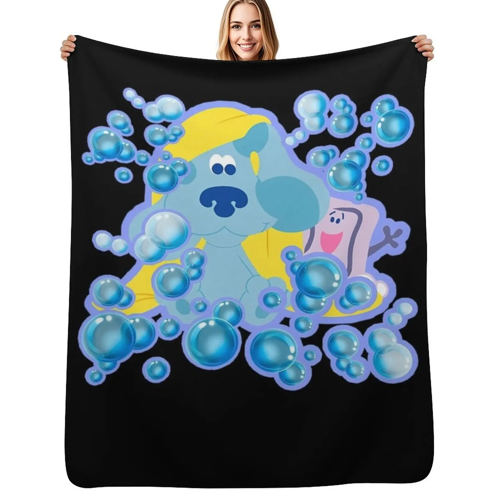

Blues clues bubble bath Throw Blanket Flannels Plaid funny gift Hair Blankets