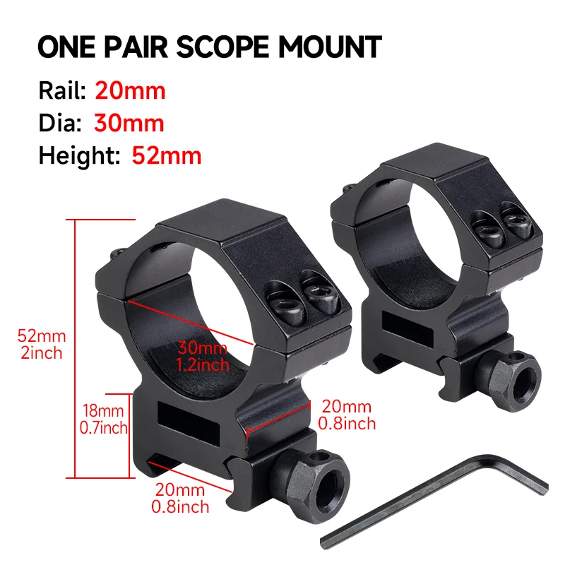 فم حلقة أظافر مزدوجة معدنية 30 مم، دعامة نطاق البصر، دعامة مصباح يدوي ليزر، مجهزة بمفتاح ربط سداسي، حامل 20 مم/11 مم #3