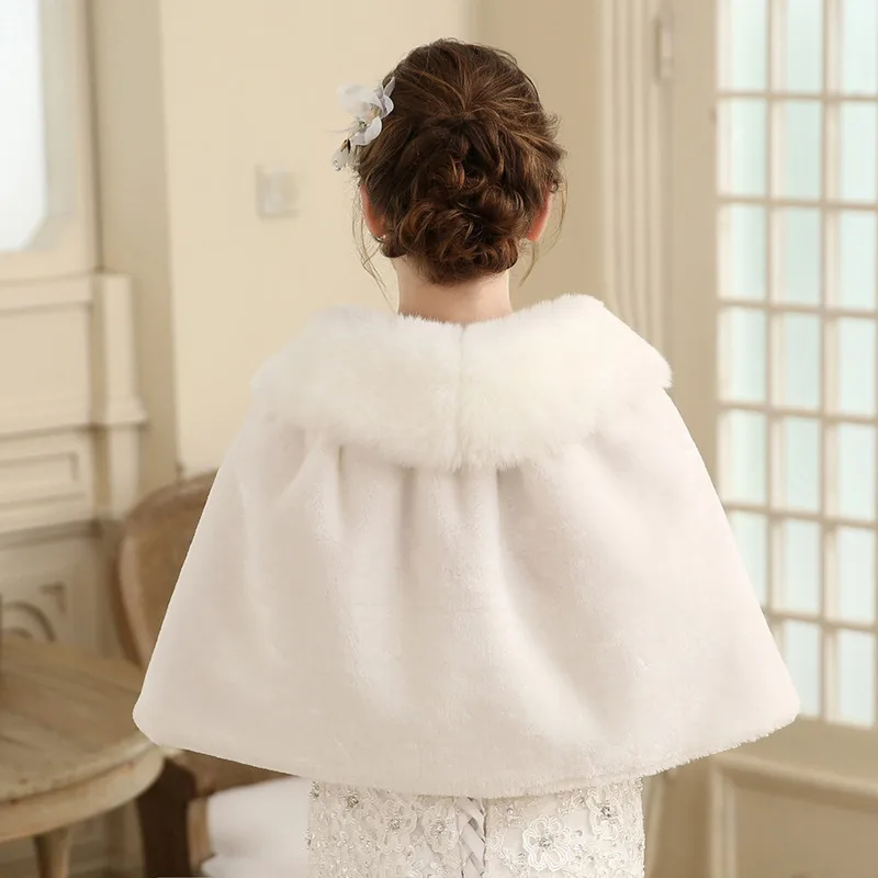 Autumn and Winter Warm Bride Wedding Plush Shawl Bridesmaid Imitation Rabbit Fur Shawl Hair Scarf  Wedding Cape for Women