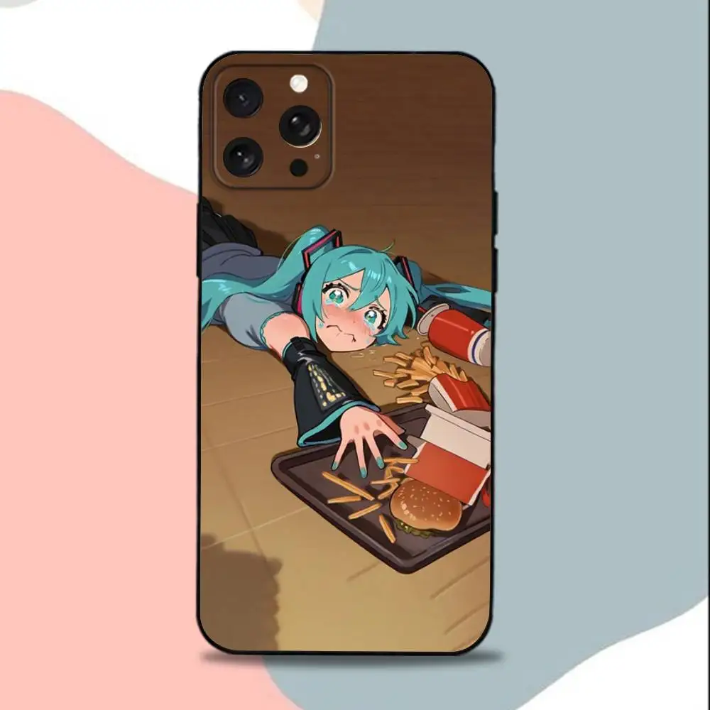 Sweet Hatsune M-Miku Anime Phone Case For iPhone 15,13,16,12,11,17,14,Plus,Pro,Max,XS,XR,X,SE,Mini,Soft Silicone Black Cover