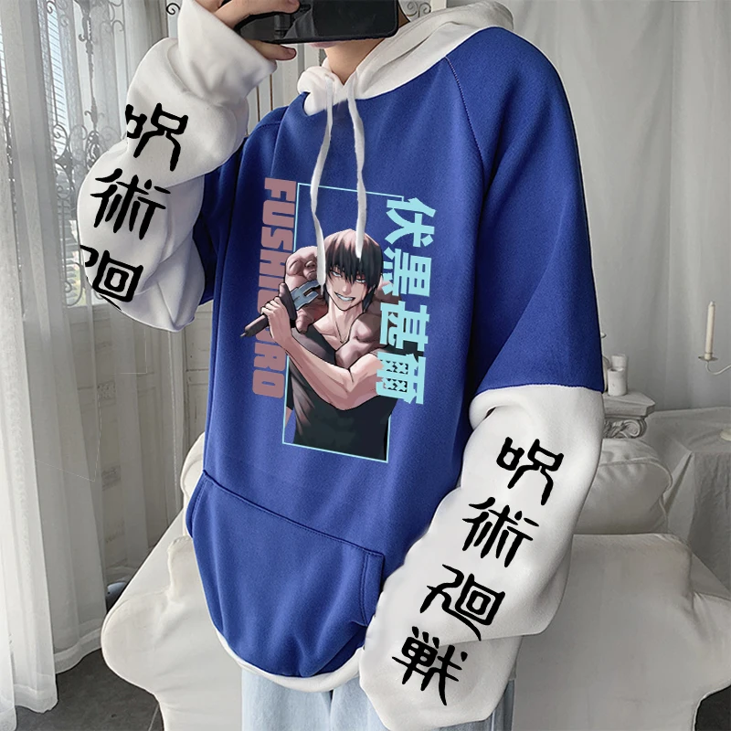 Jujutsu Kaisen Fushiguro Toji Japanese Anime Hoodies Men Autumn Winter Streetwear Casual Plus Size Unisex Patchwork Sweatshirts