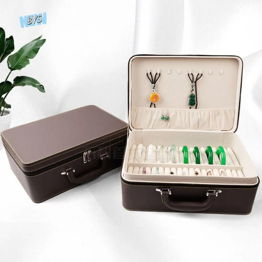 

PU Leather Bracelet Display Box Rings Necklace Holder Jewelry Storage Boxes Organizer Velvet Inner Bracelet Carrying Case