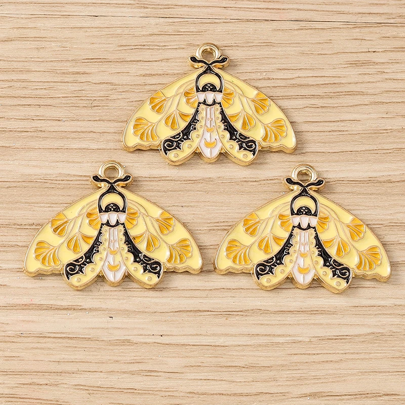 Tusember 10 Stück Niedliche Emaille-Tropföl-Anhänger in Form von Schmetterlingen und Motten für Schmuckherstellung, Ohrringe, Halsketten, DIY-Zubehör – Detail 7