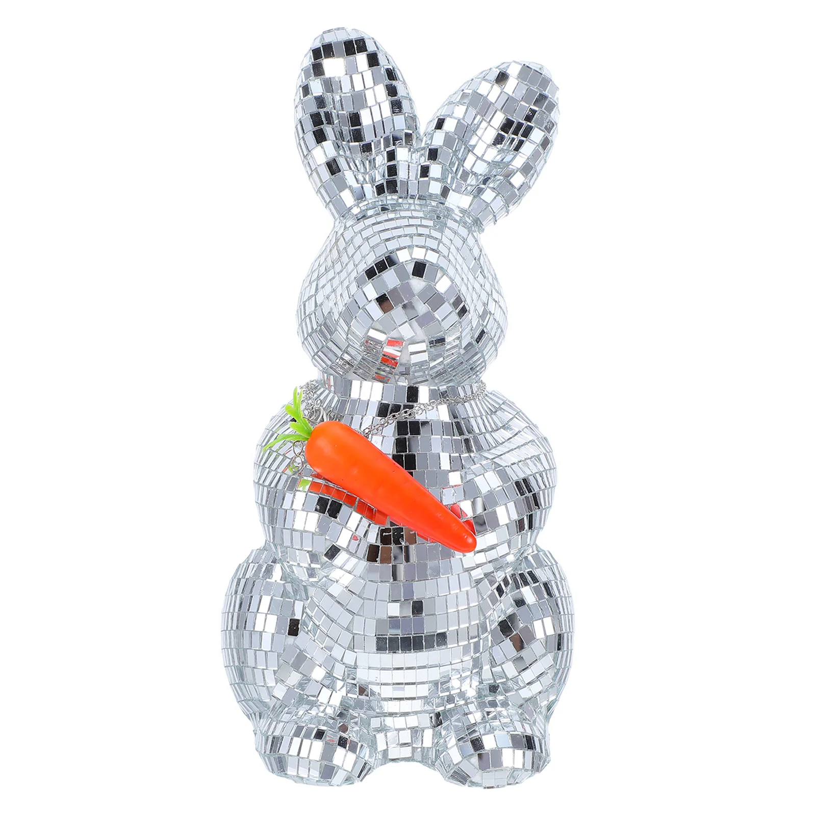 

Mirrored Decor Rabbit Statue Reflective Mosaic Glass Sculpture Easter Table Centerpiece Dance Party 70S Disco