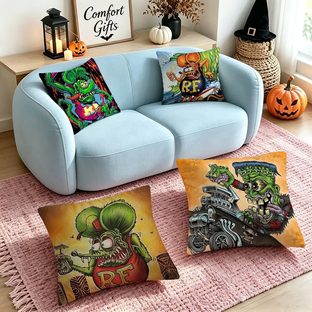 artoon character R-Rat F-Fink RF  Square Double-Sided printed Pillow Case Bedroom Bedside Pillow Sofa Cushion Cover