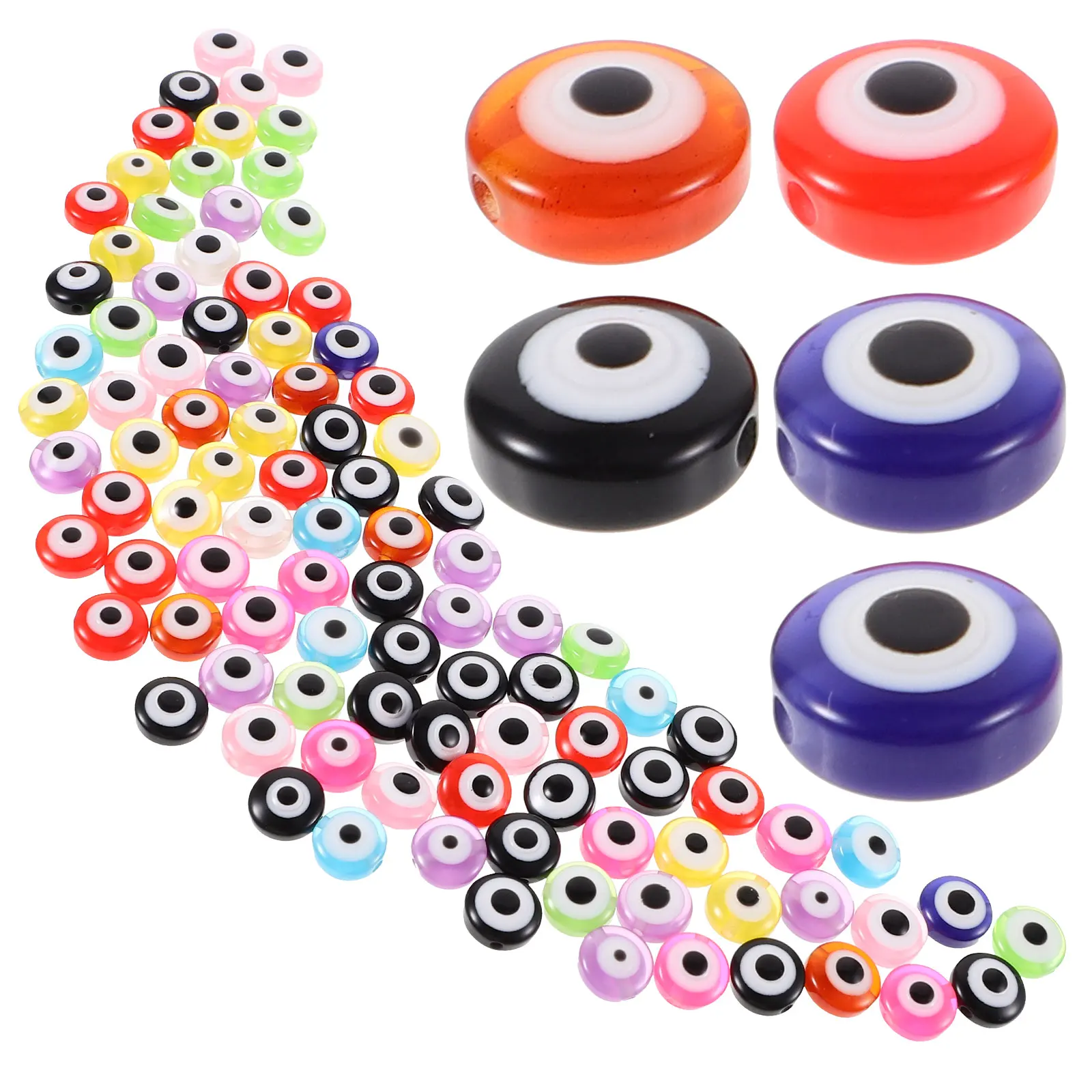 

200pcs Colored Resin Beads 8mm DIY Eye Spacer Loose Charms Jewelry Making Handcraft Gifts Necklace Bracelet Decorations