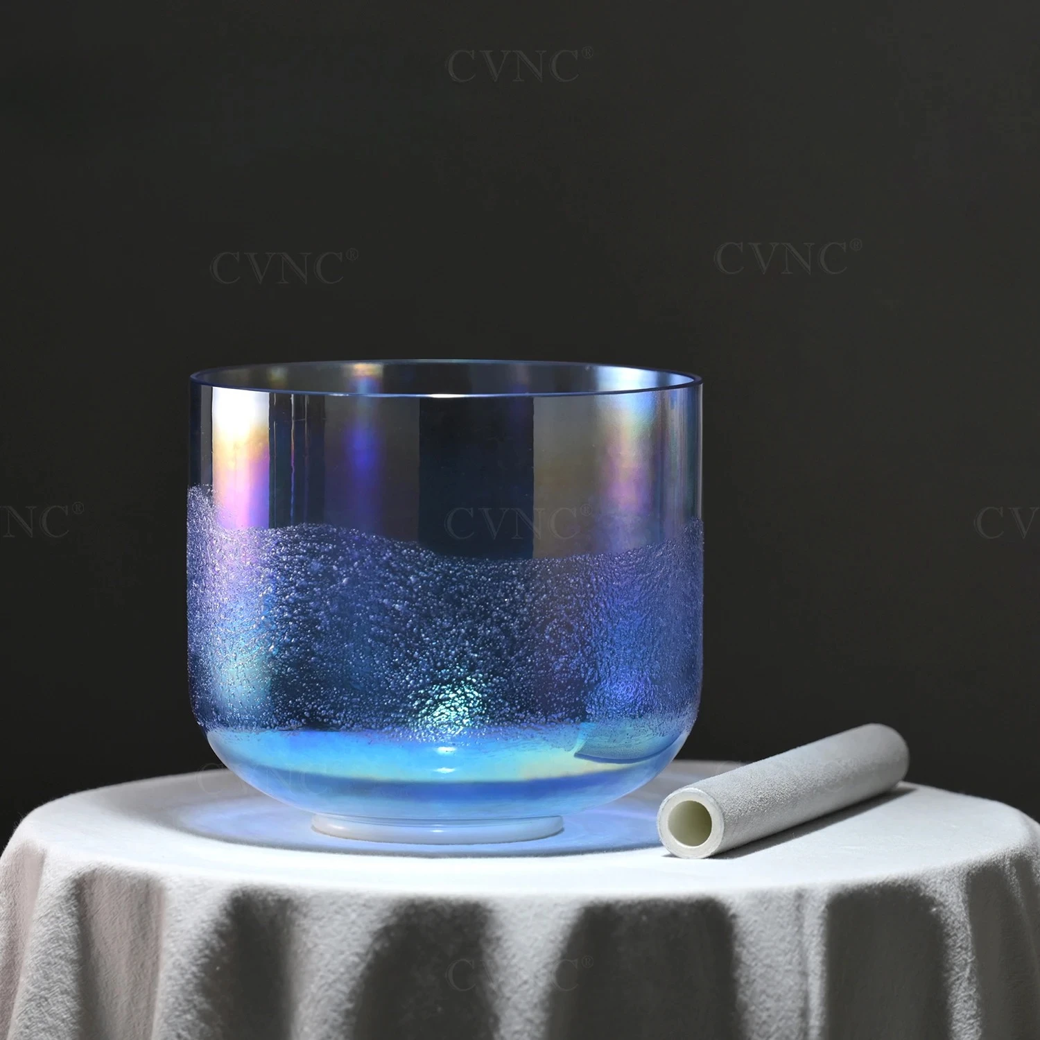 Yunqiqingyin 7 Inch Glacier Flowing Sand Cosmic Light Clear Quartz Crystal Singing Bowl Sound Healing Yoga Meditation With Rubber Mallet
