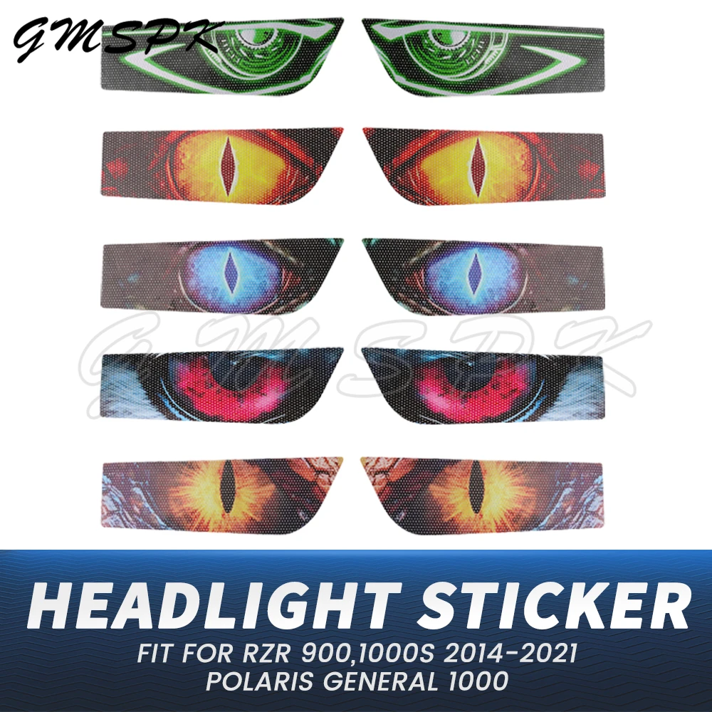 Motorcycle Front Headlight Sticker Head Light Protection Eye Decals Fit for Polaris GENERAL 1000 RZR 900 XP 4 1000 TURBO
