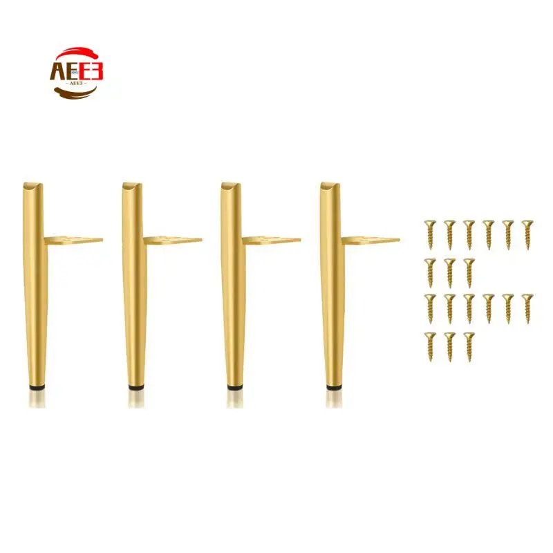 AEE3-4 Piece Furniture Feet Height 19.5 Cm Gold Metal Table Legs Maximum Load 600 Kg Furniture Legs Sofa Foot Cabinet Feet Gold