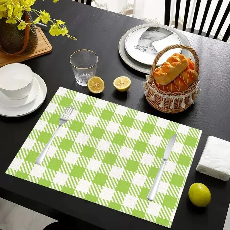 VIKAMA 2/4/6pcs Fresh Green Tablemat Kitchen Dining Room Waterproof and Anti slip Tableware Mat Home Decoration