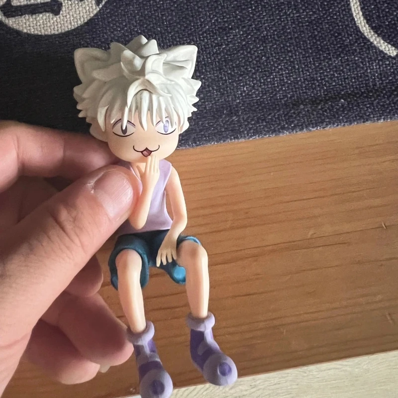 11cm Anime HUNTER HUNTER Killua Zoldyck q-version Sitting posture Action Figure PVC Mode Toy Computer desk ornament Gifts boxed