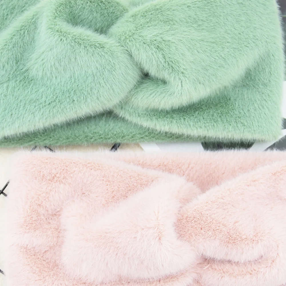 Soft Wide Cross Plush Headbands for Woman Solid Warm Hairband Elastic Sports Yoga Headwear Girls Hair Band Hair Accessories New