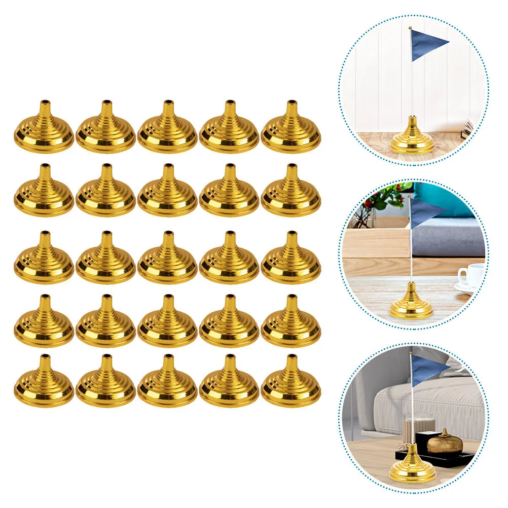 

30Pcs Exquisite Plastic Flagpole Bases Stable Round Design for Table Flags National Day Decor Office Use Flag Holders