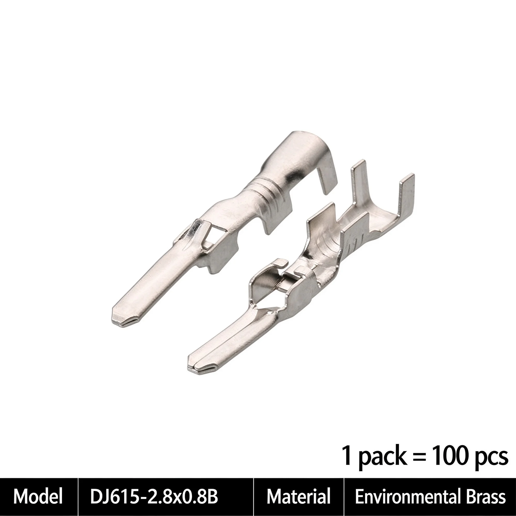 100Pcs 2.8mm Brass Male Spade Terminal DJ615-2.8*0.8B Auto Wire Crimp Connector Pin For VW Audi Skoda Car Wiring Harness