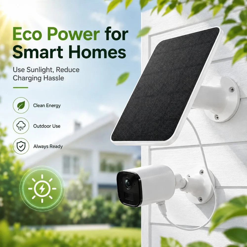 Type-C Solar Panel Charger Outdoor Solar Adapter For Security Camera LED Light Home Monitoring Power Supply