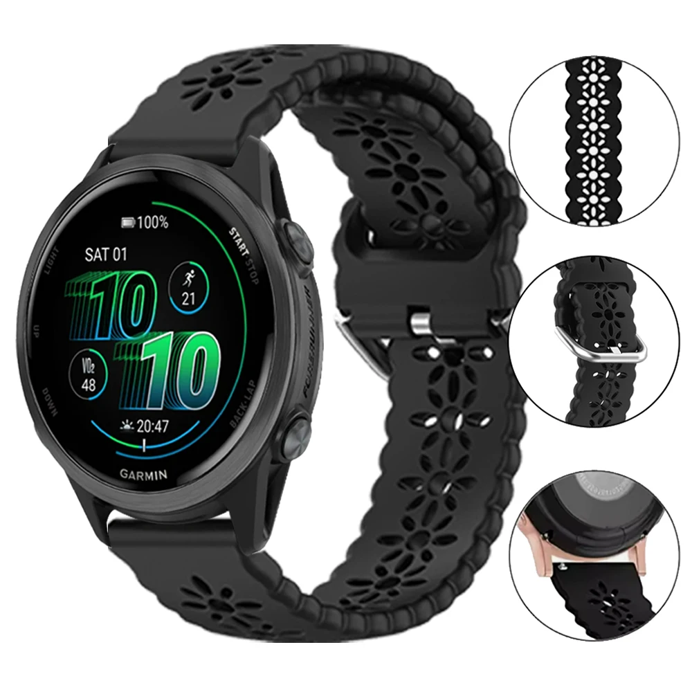 Дышащий ремешок для часов 20 мм 22 мм для Garmin Vivoactive 4 5 6 Venu 2 3 кв. силиконовый ремешок Forerunner 570 265 55 255 музыкальный браслет