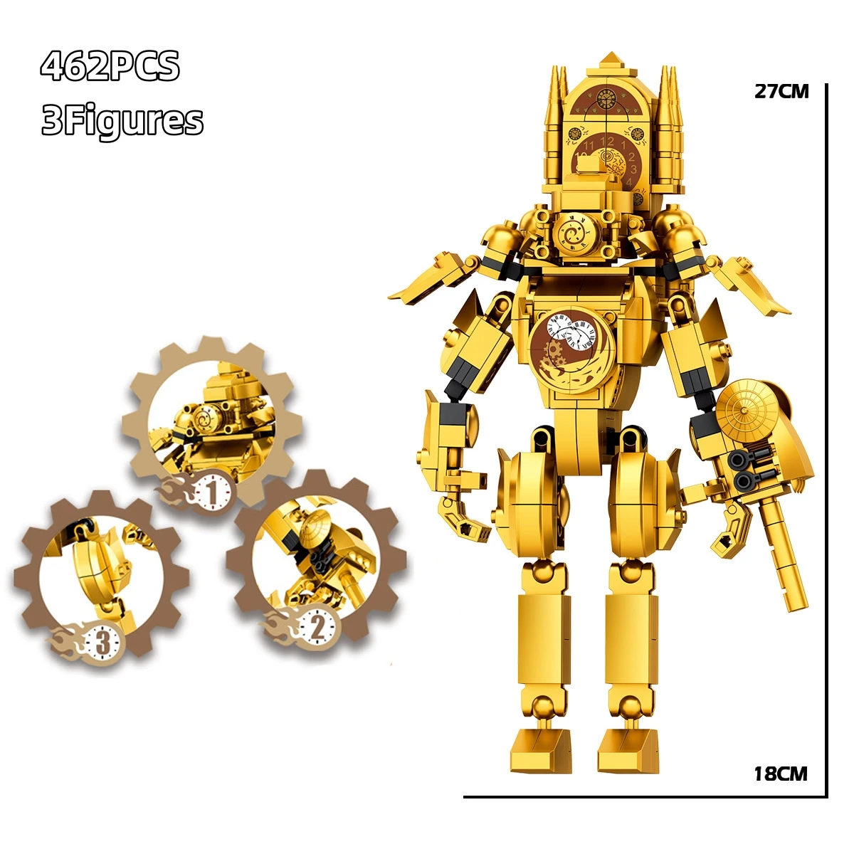 Gold Skibidi Toilet Man MOC Building Blocks Toys Titan Clock Man Female TV personality Model Diy Gift Toys For Children Kids