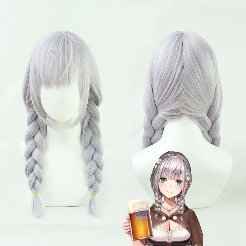 4 أنواع VTuber Shirogane نويل شعر مستعار تأثيري Hololive الخيال Youtuber الفتيات تأثيري شعر مستعار مقاوم للحرارة