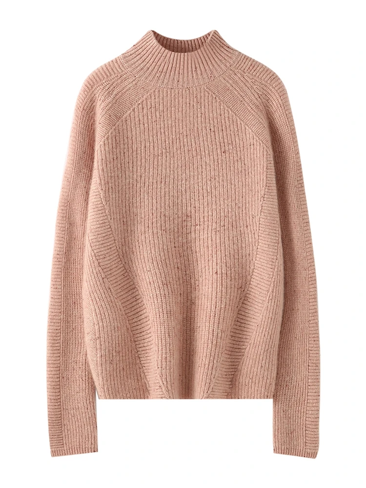 

TLOML New Mock Neck Thick Women 100% Cashmere Sweater Long Sleeve Pullover Autumn Winter Soft Warm Casual Cashmere Knitwear Tops