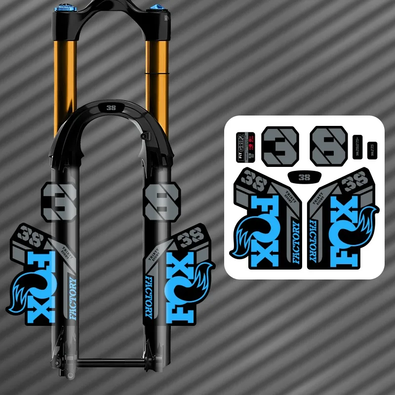 1 Set F38 Mountain Bike Front Fork Stickers 2Pcs Cross Tie Stickers + 6Pcs Small Decals Kit image 3