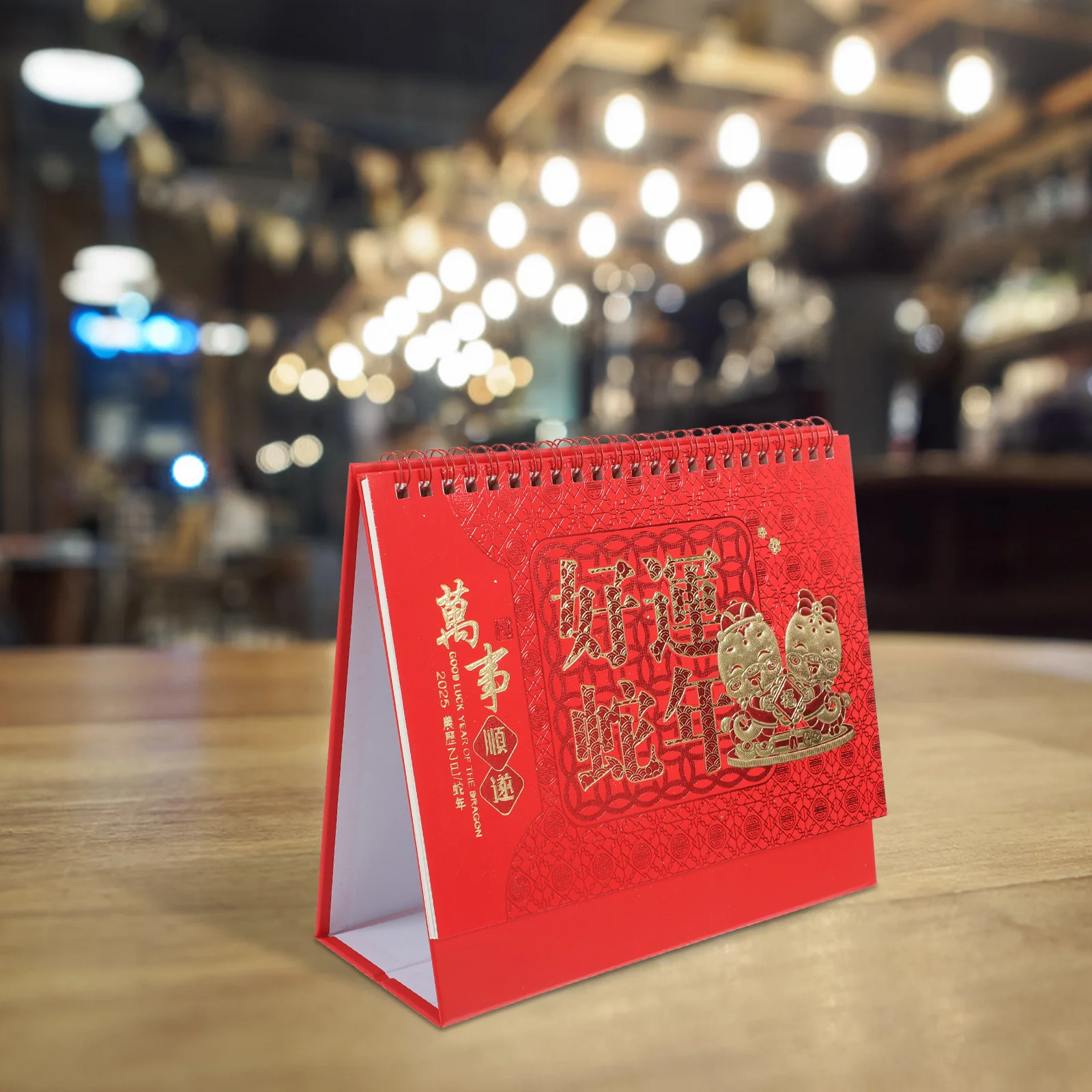 Calendario da tavolo per Capodanno cinese 2025 Design ribaltabile Anno del serpente Elegante pianificatore da scrivania Home Office Calendario da tavolo decorativo 2025