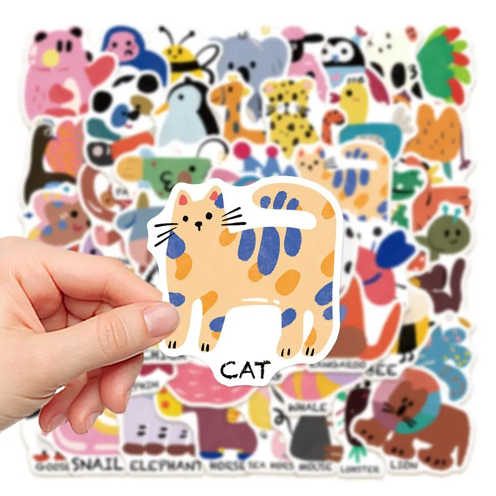 100 Cartoons Colorful Animals English Stickers Children's Puzzle Decorative Stickers DIY Mobile Phone Case Desktop