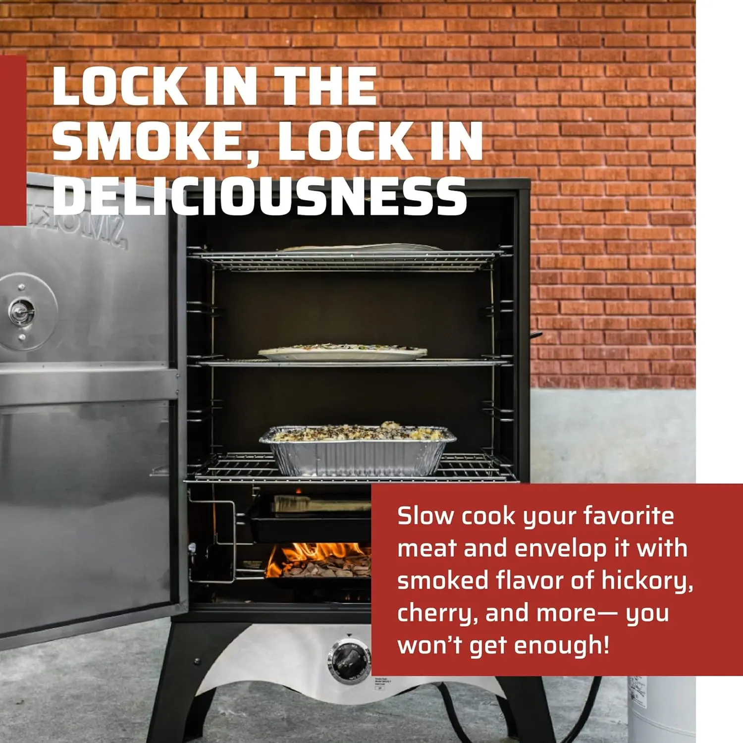 Chef Smoke  -  , Propane Meat Smoker for Outdoor Cooking of Meat, Pies & More - 150°F to 350°F Range - 24"