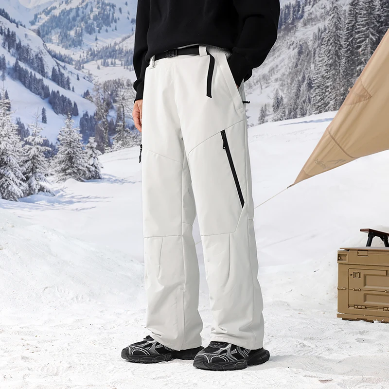 

Мужские зимние уличные стеганые брюки-карго для катания на лыжах, скалолазания, уличная одежда, толстые теплые свободные повседневные спортивные технические брюки, спортивные брюки