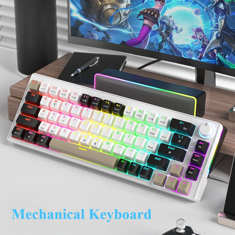

68 Keys Wired Mechanical Keyboard Gasket Structure Hot Swap Blue Red Brown Switch Gaming Mute Small Keyboard Convenient