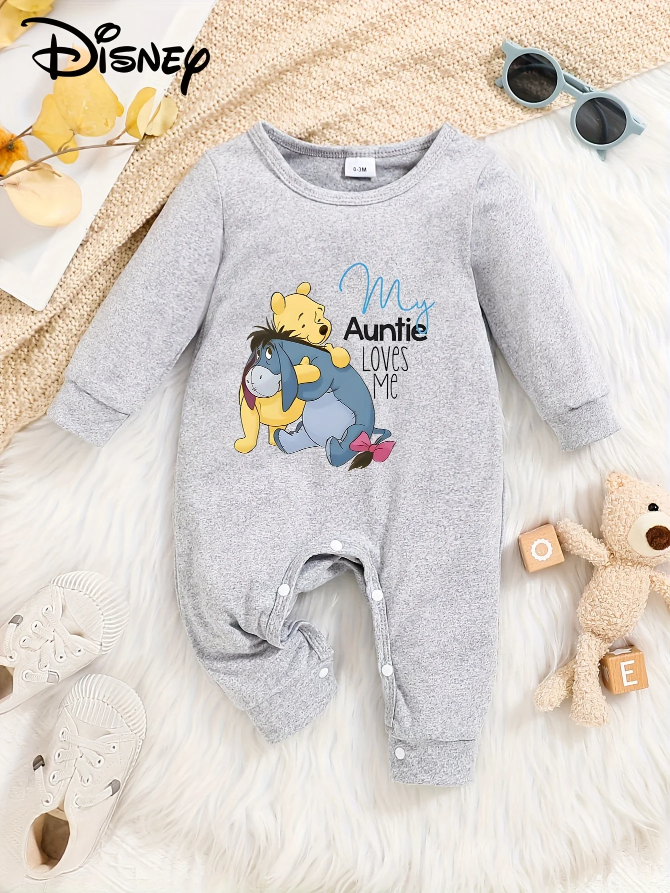 【معتمد】بنطلون طويل الأكمام من ديزني ويني ذا بوه يحبني، مناسب لحديثي الولادة والأطفال الصغار، بدلة زحف لطيفة بأكمام طويلة مناسبة لاستحمام الطفل، هدية مثالية للحمل، ملابس أطفال، مريحة وناعمة