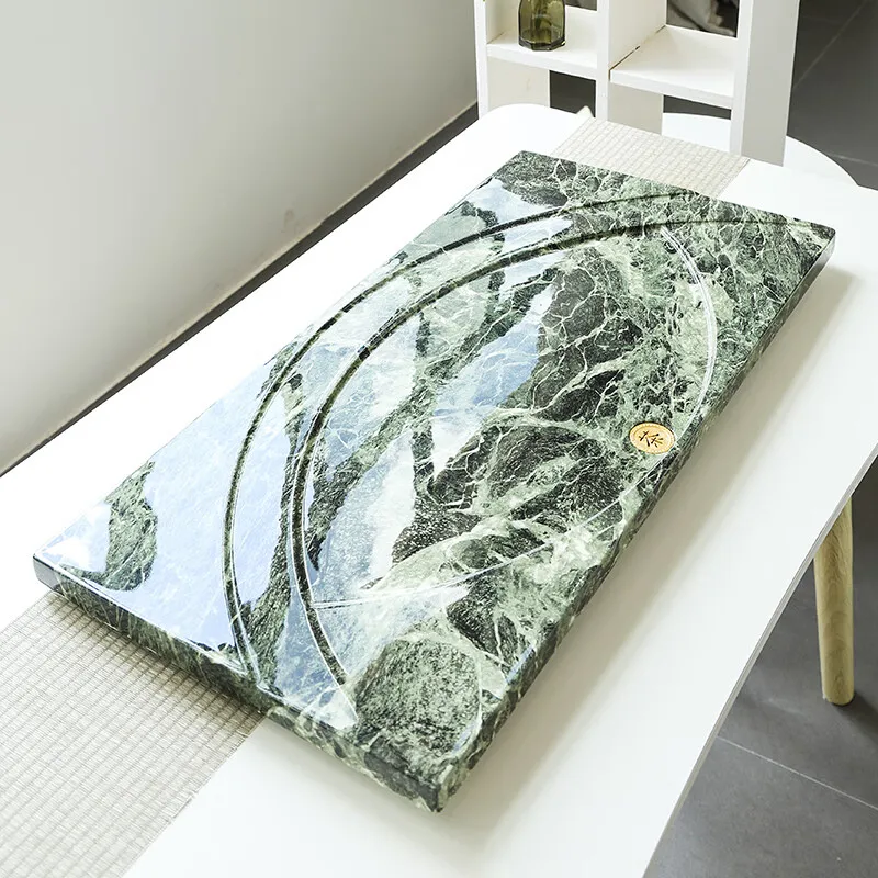 ^Rectangle Marble Tea Tray Serving Decorative Ceremony Office Valet Nordic Tea Tray Drainage Hospitality Bandejas Home Products