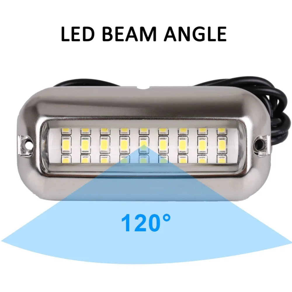 2PCS 27LED Blau/Weiß/Rot Edelstahl Wasserdichte Lichter Unterwasser Ponton Für Marine Boot Heck & Blau licht Segeln Lampe 50W – Detail 3
