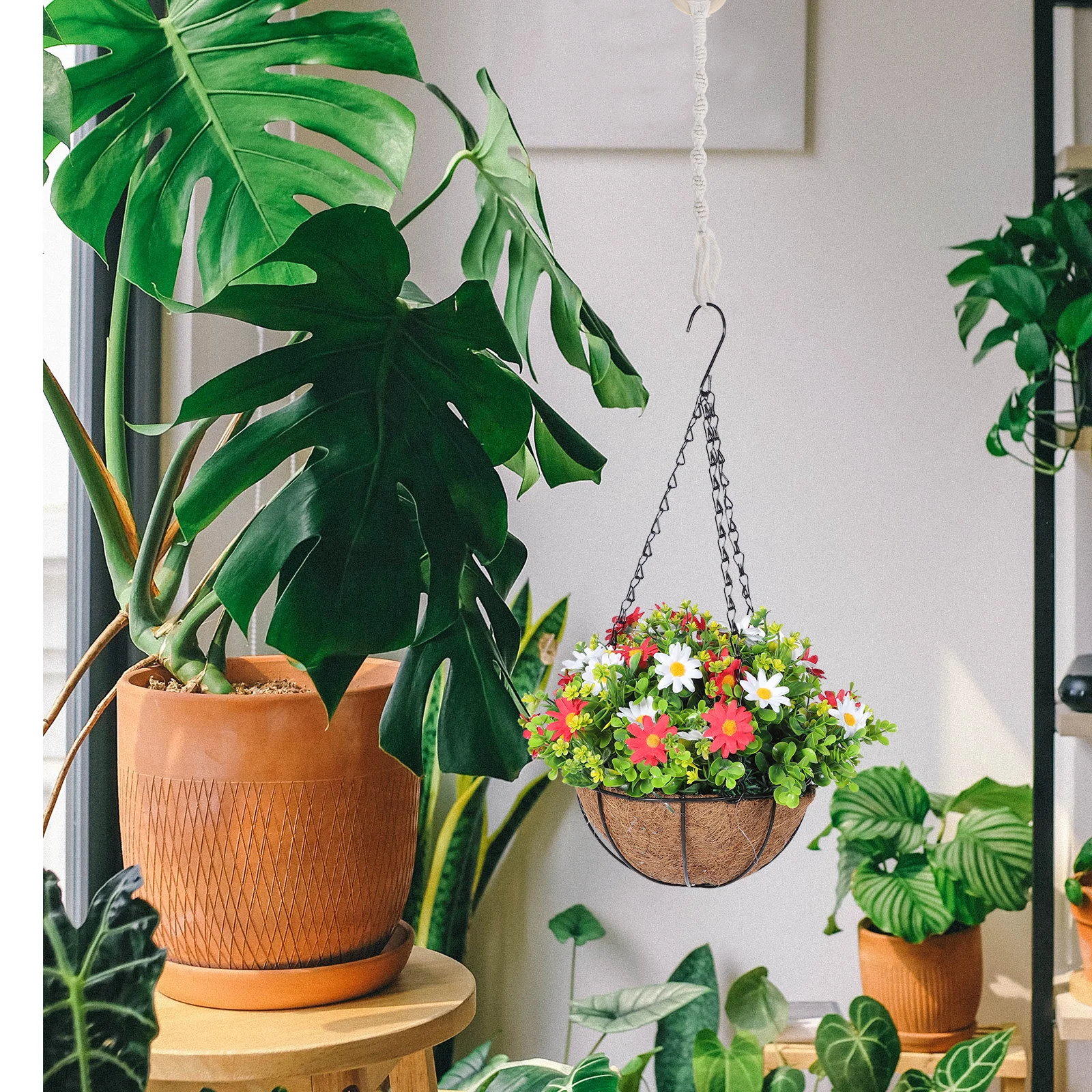 

2Pcs Plant Hanger Rope Handmade Macrame Extender for Indoor Outdoor Boho Cotton Woven Hanging Basket Plant Holder