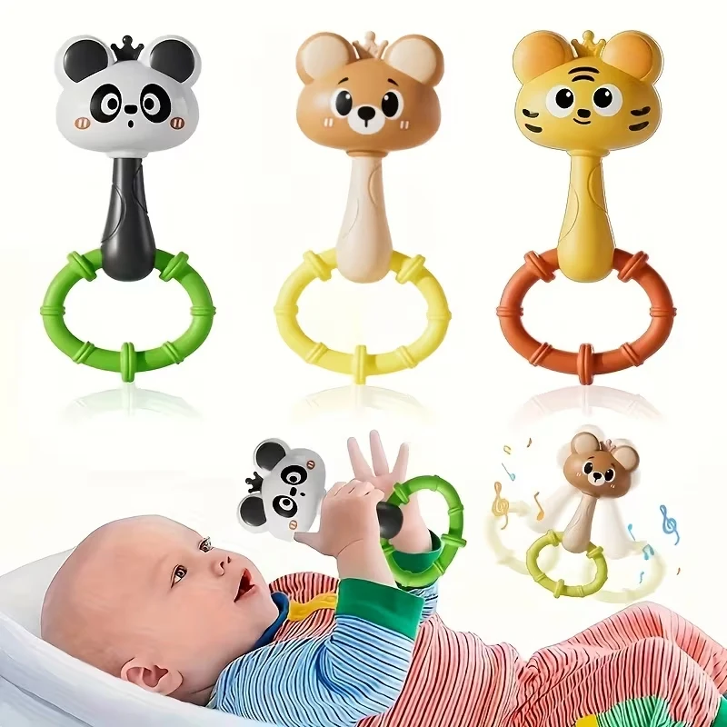 Animal Rattle handbell, Infant Developmental Hand Grip Baby Toys, Cute Animal With Sound For Newborn Teether Kids Gifts Handbell