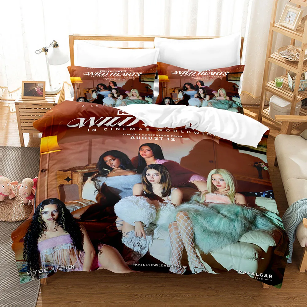 2026 Katseye Pop Music Duvet Cover Set 1 Duvet Cover + 2 Pillowcases Famous Girl Group Fan Bed Linens Gift New Cool