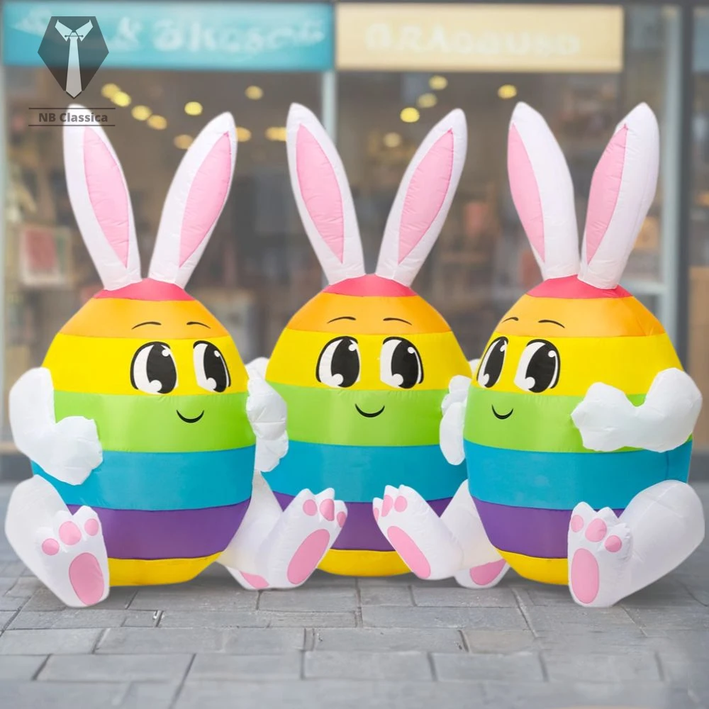 Cartoon Character Fun Creative Party LED Glowing Egg Rabbit Inflatable Model Easter Carnival Party Garden Decoration