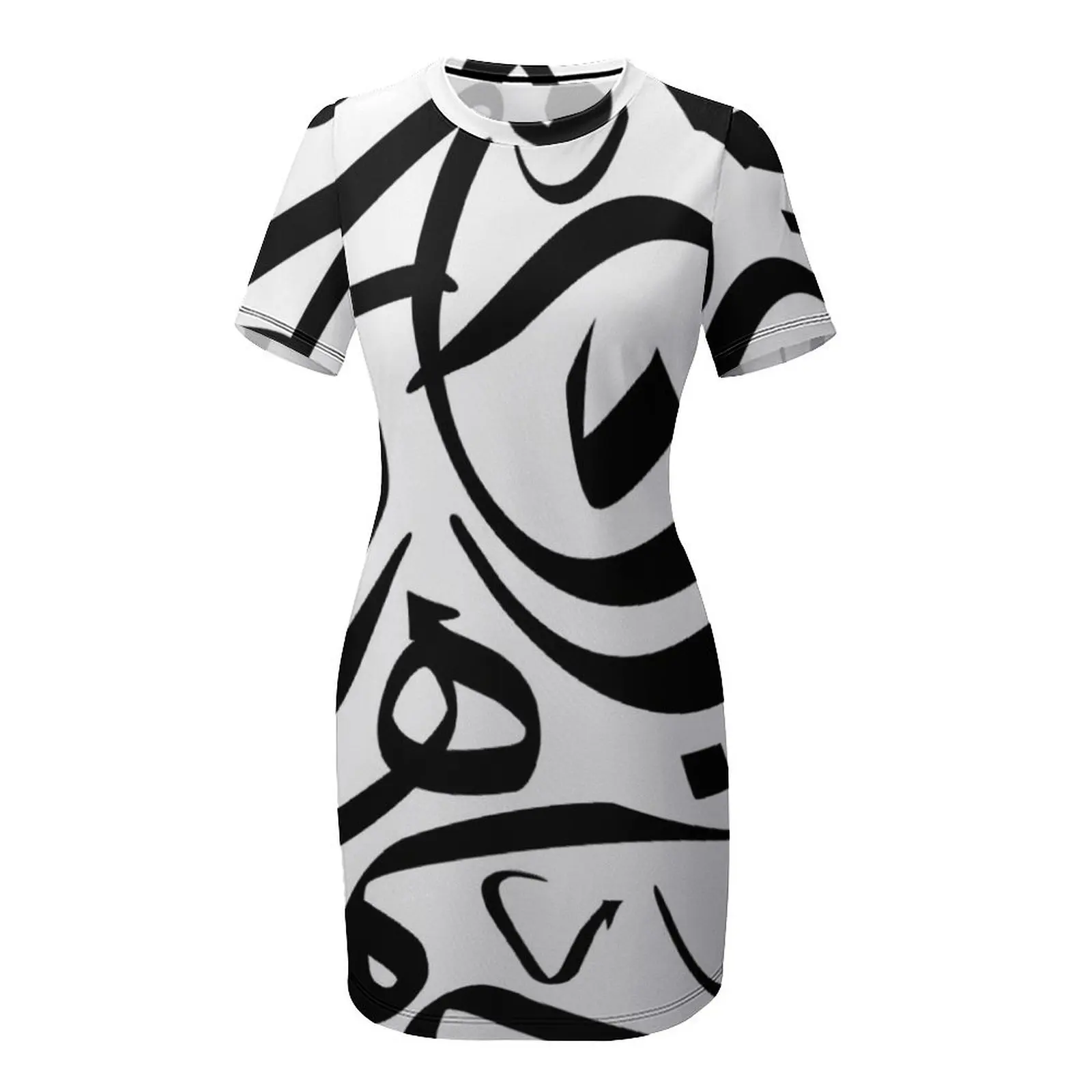Robe longue à manches courtes pour femmes, motif de calligraphie arabe, t-shirts, tenue de plage, été 2025