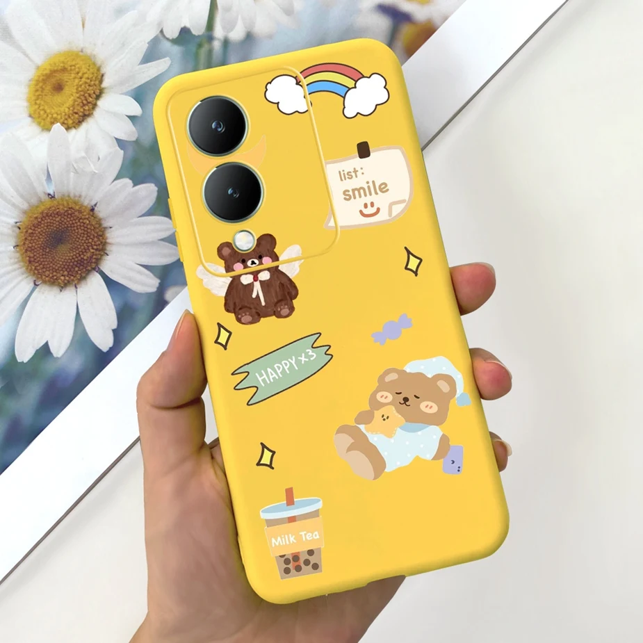 حافظة هاتف من السيليكون الناعم للصدمات ، غطاء برسومات كرتونية لطيفة ، Vivo Y17s 4G ، مصد للصدمات