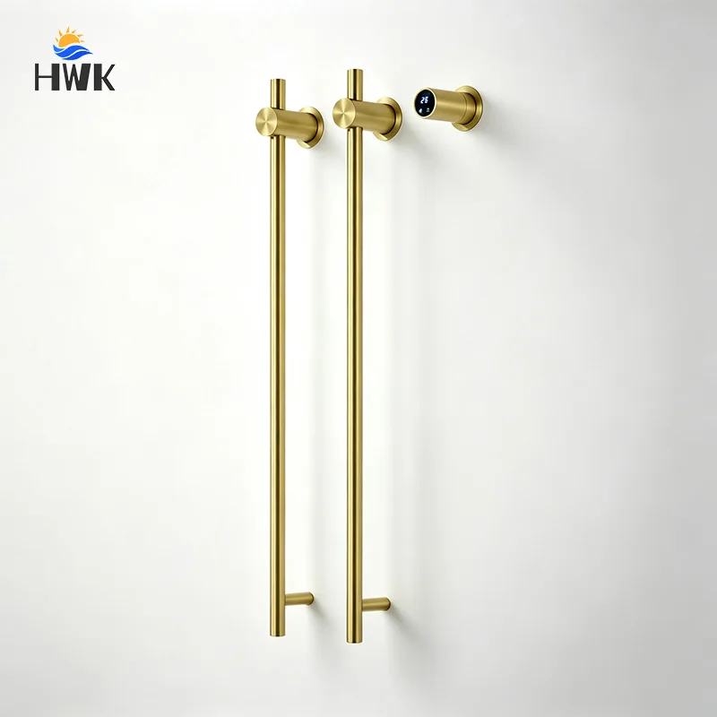 Bathroom Heated Towel Rack Gold Temp Time Control Electric Towel Rail Hidden Wires Bathrobe Dryer Smart Bath Towel Warmer