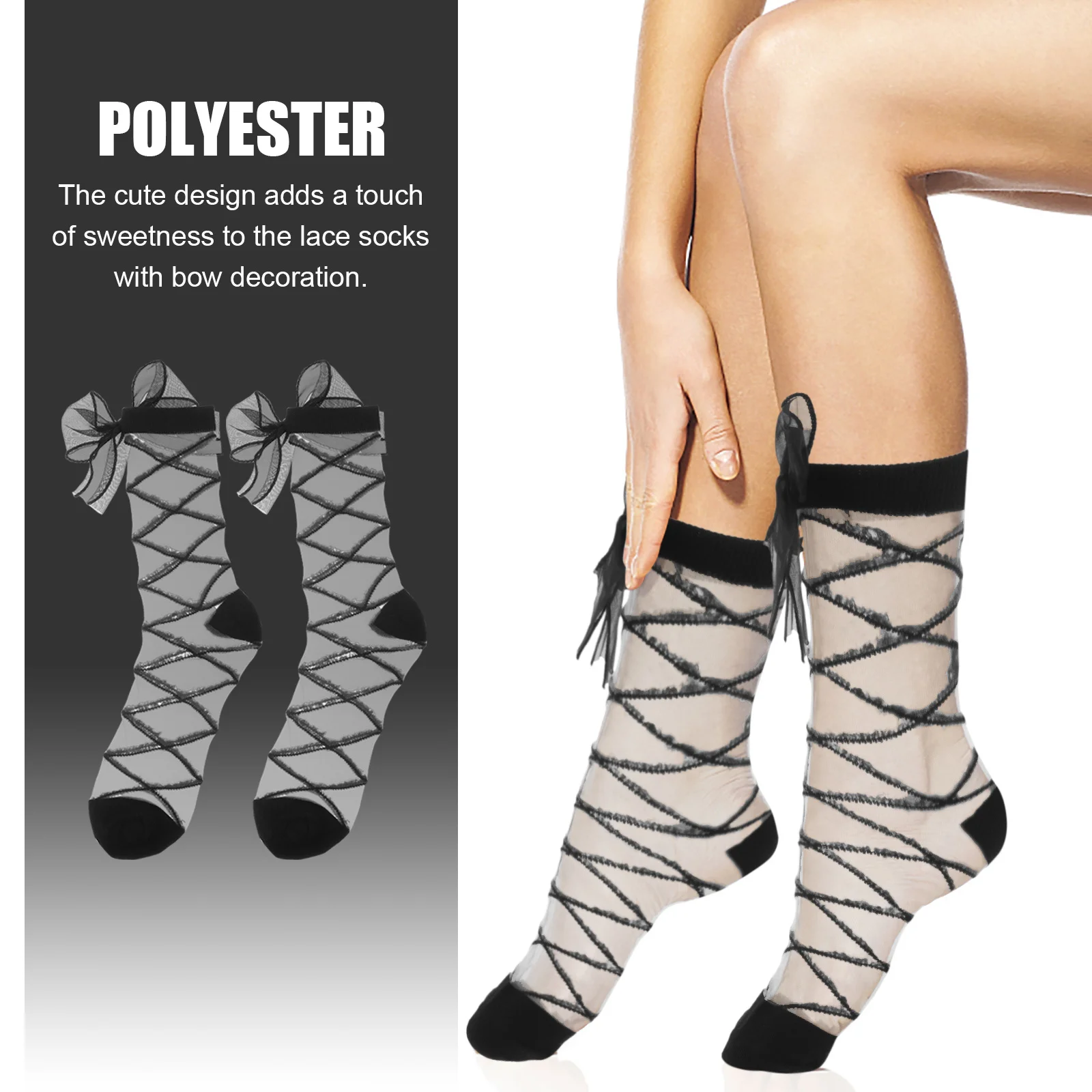 1 pièces 1 paire mince dentelle garniture cheville mignon été nœud maille mince mode femmes chaussettes d'été pour les femmes Lolita Tulle chaussettes pour